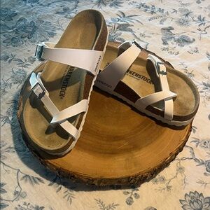 Birkenstock White Crisscross Leather Sandals